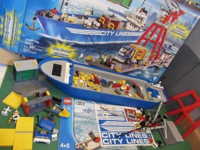 Lego Harbor 7994 City Lines Cargo SHIP Boat Base Plates Lot Box