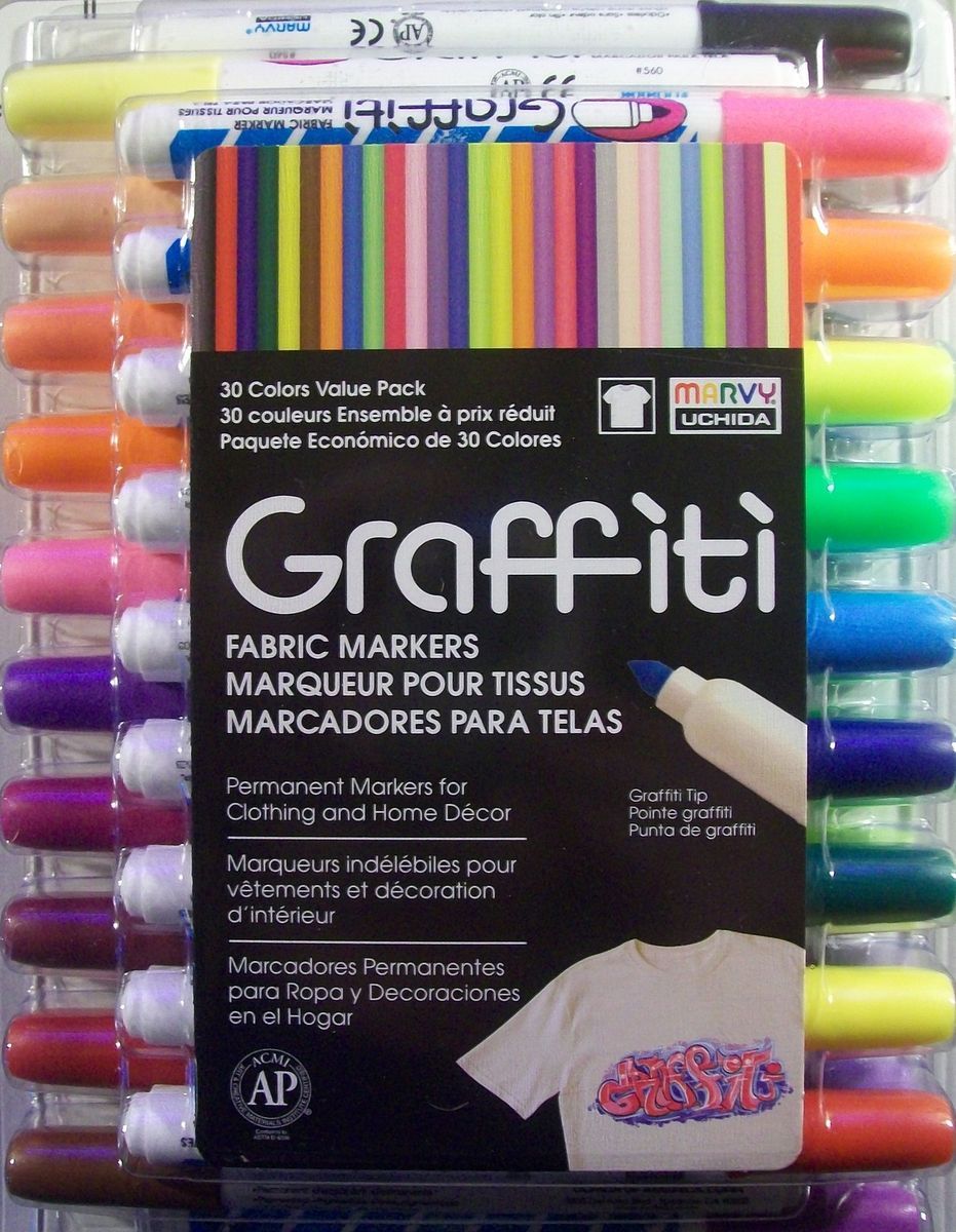  UCHIDA 30pc. COLOR VALUE PACK GRAFFITI FABRIC MARKERS *GRAFFITI TIP