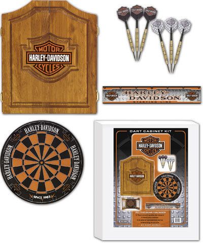 Harley Davidson® Dartboard Darts Cabinet Set