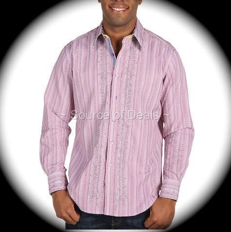 Robert Graham Esson LG Embroidered Stripe Raspberry Sport Shirt