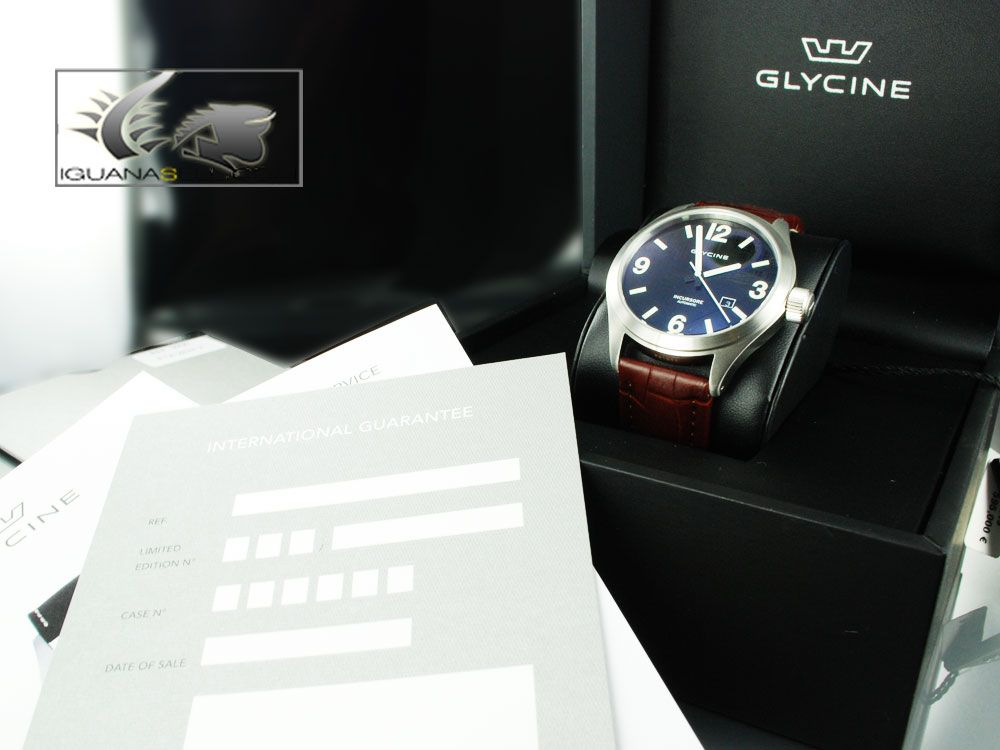 Glycine Watch Incursore III 44mm Automatic Shiny Leather