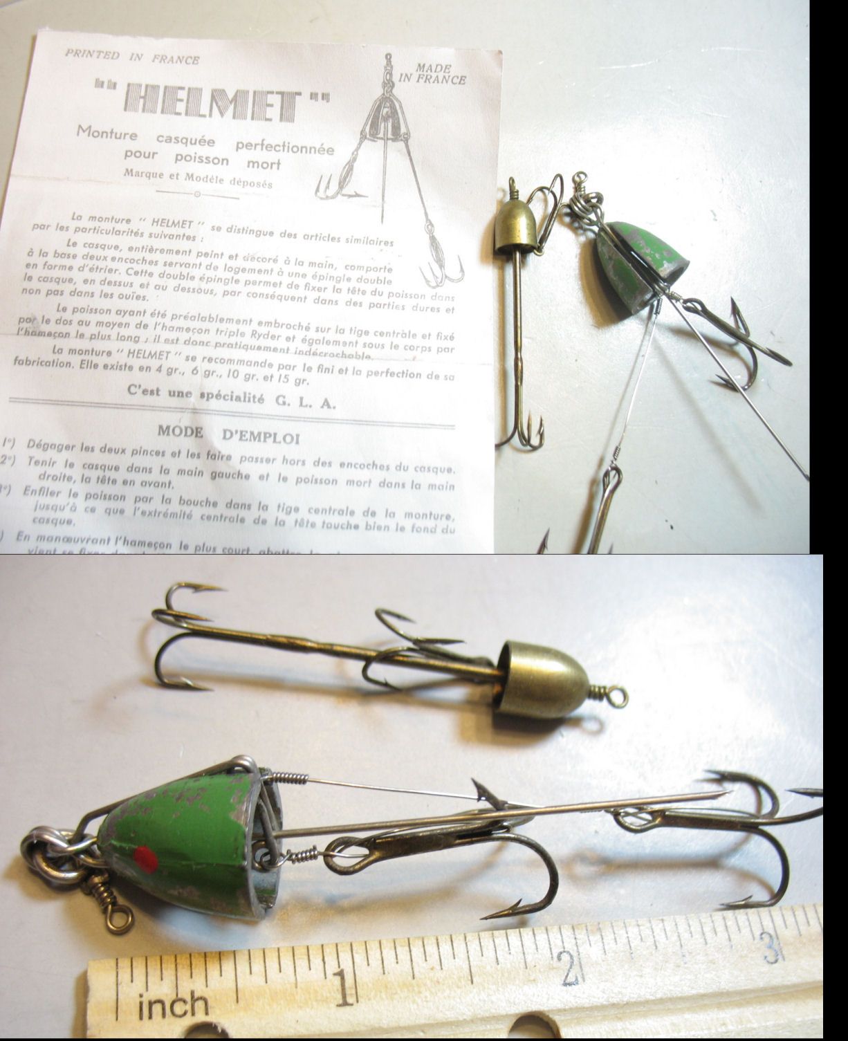 Helmut Harness Hook Old Metal Fishing Lures Paper France