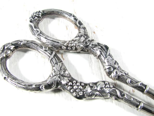 Vintage English Sterling Scissors Fancy Grape Design Birmingham