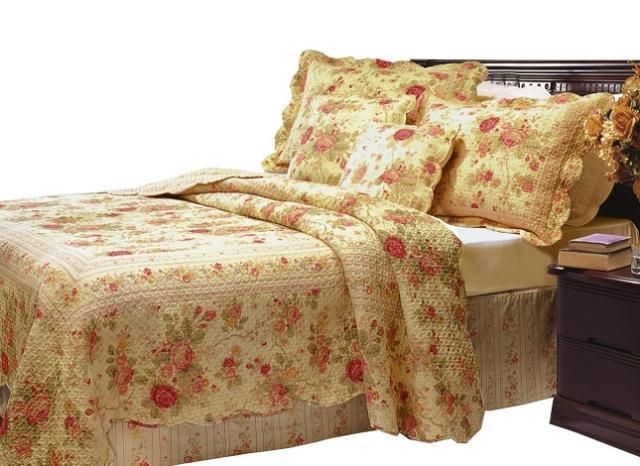 Greenland Home Antique Rose Quilt Set Full Queen