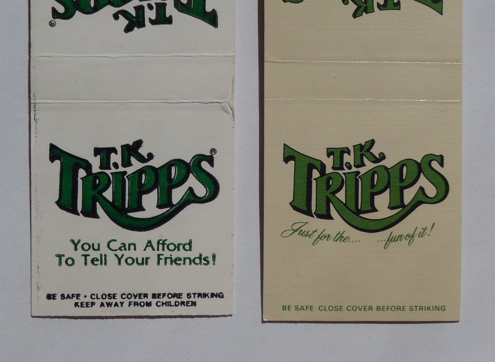  Matchbooks T. K. Tripps Food Raleigh Charlotte Macon GA Greensboro NC