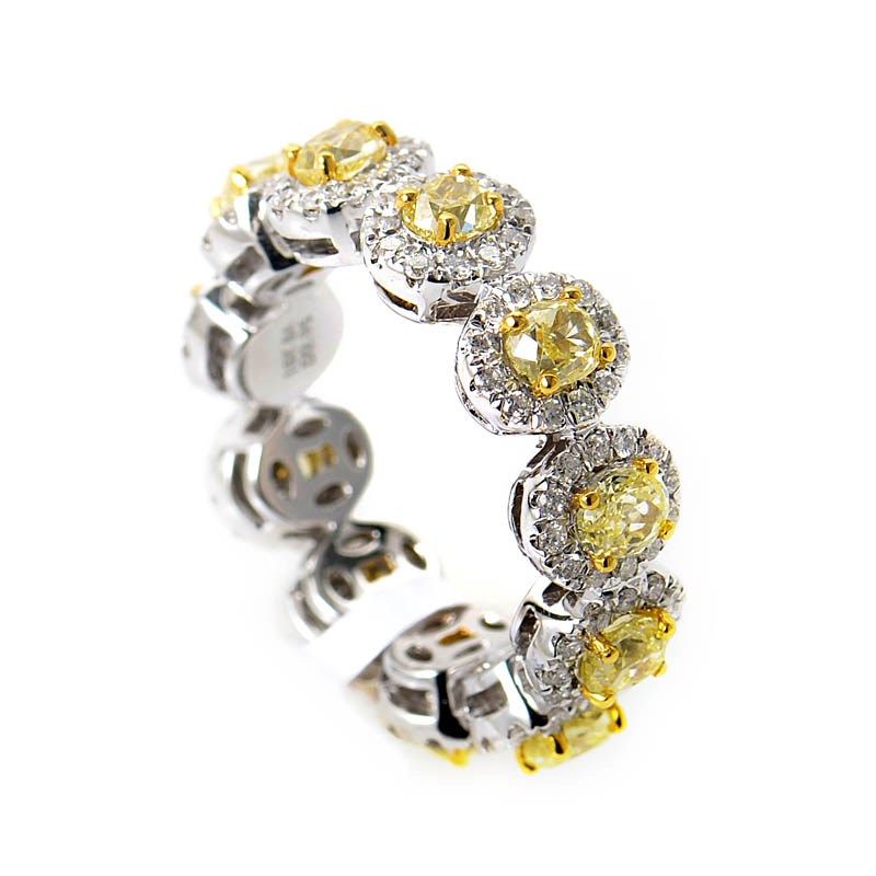 Luxurious 18K White Yellow Gold Diamond Band Ring