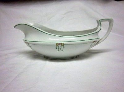 GRINDLEY & CO. ENGLAND #783 GRAVY BOAT WHITE W/ GREEN, YELLOW