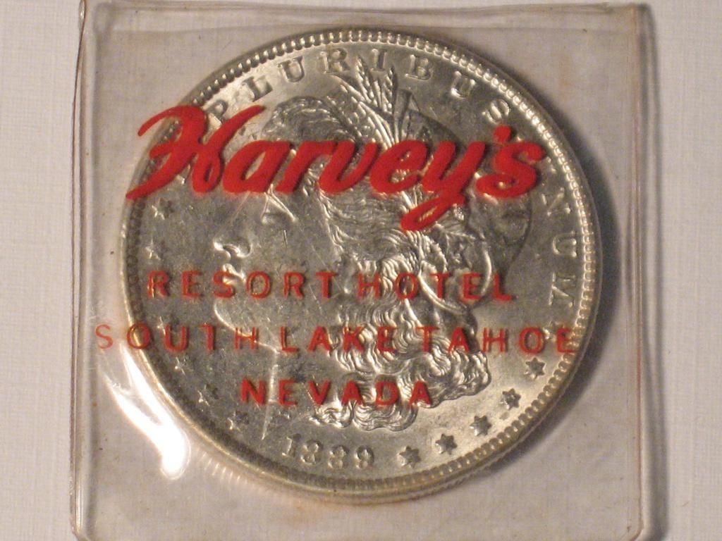 1889 Morgan Dollar US Silver $ Coin Harveys Resort Casino Lake Tahoe