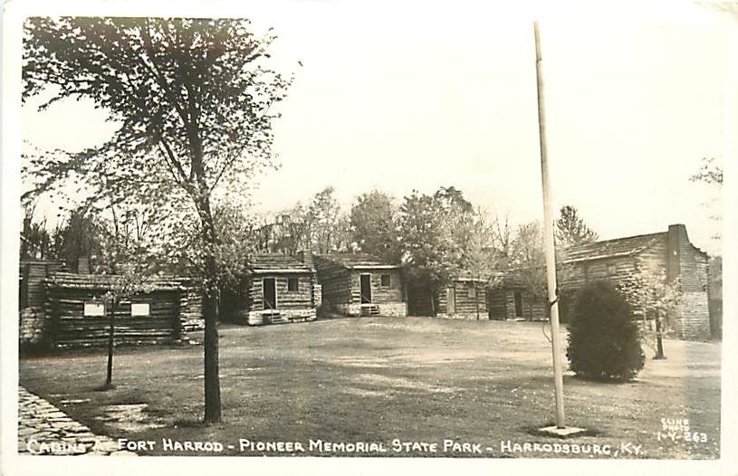 KY Harrodsburg Pioneer Memorial Park Cabins RPPC T67175