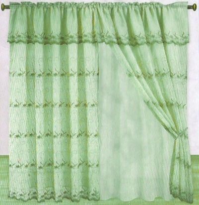 Sets Spring Green Sage Embroidery Curtain Bed in A Bag