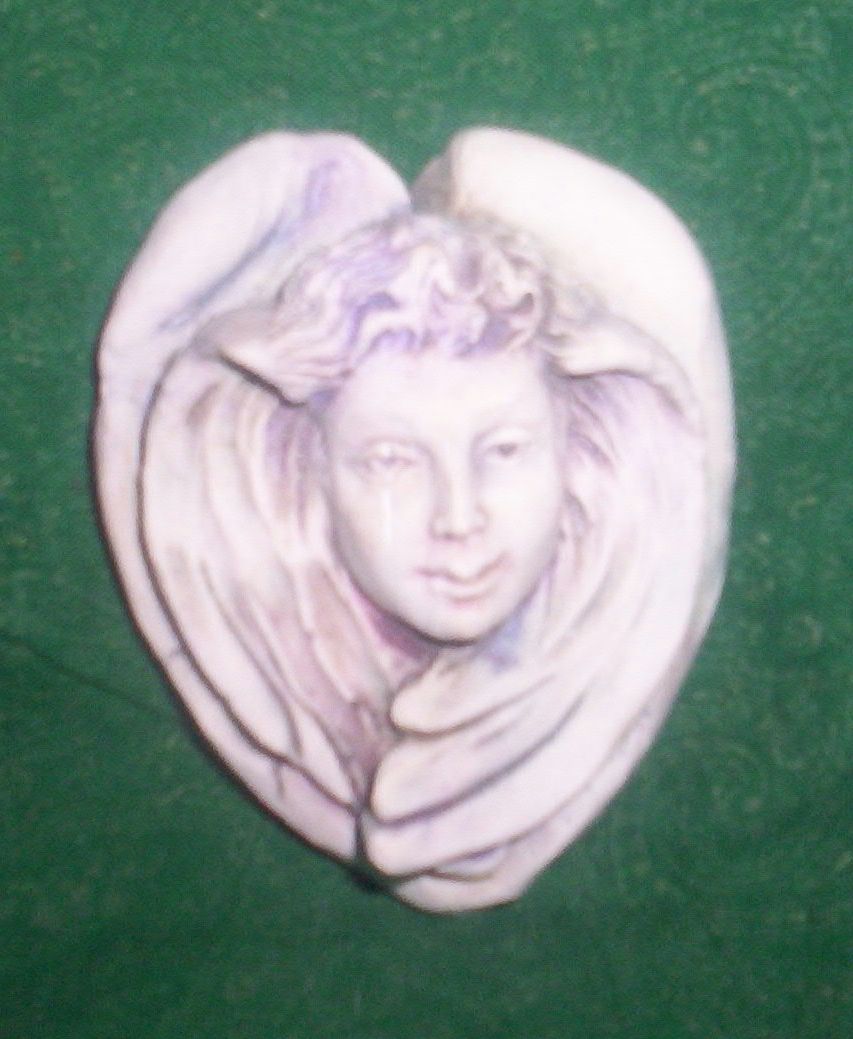 Miniature Haydn Larson Angel Plaque Statue Yard Art Shabby Gardens