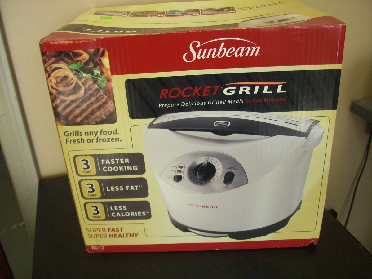 Sunbeam Rocket Grill RG12 Indoor Grill grills fresh or frozen diet new