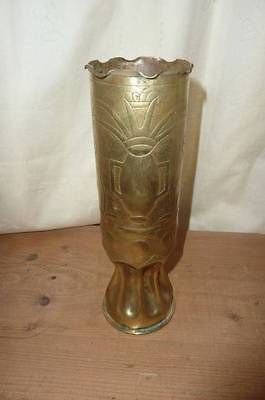 1905 berndorf trench art vase german shell casing brass art