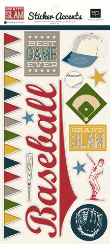  6x12 sheet of stickers in the Echo Park Paper GRAND SLAM design