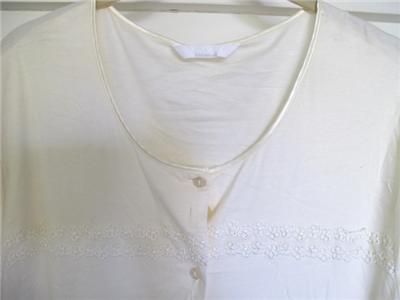 HANRO of Switzerland White Cotton Nightie Long with 3/4 Sleeves