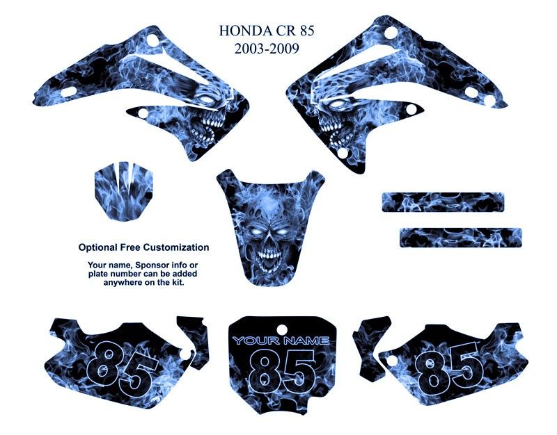 Honda CR85 2003 09 MX Bike Graphic Kit Blue Zombie