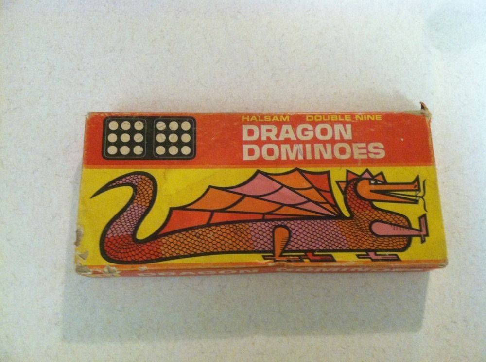 Vintage 50s Haslam Dragon Dominoes Double Nine Orig Box Complete Set on ...