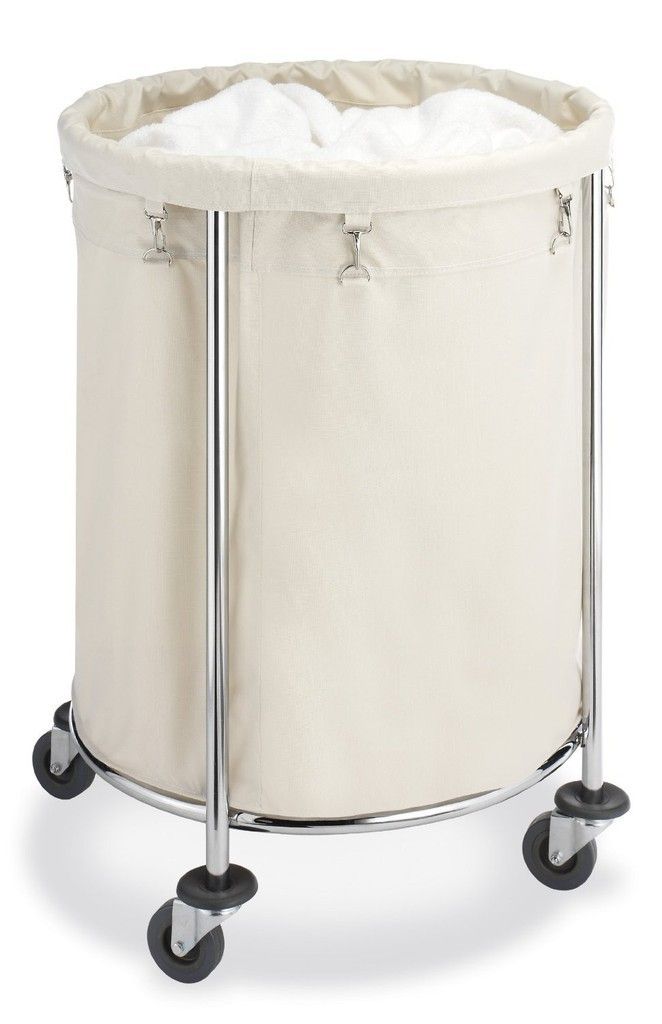 Whitmor Commercial Round Laundry Hamper Chrome New