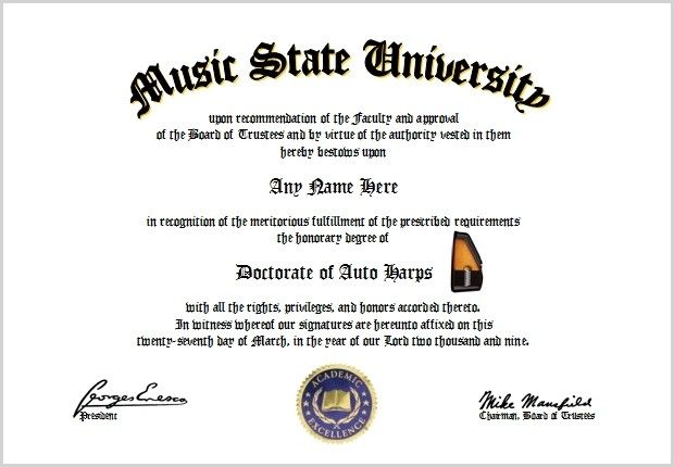 Auto Harps Diploma Auto Harp Lover Diploma