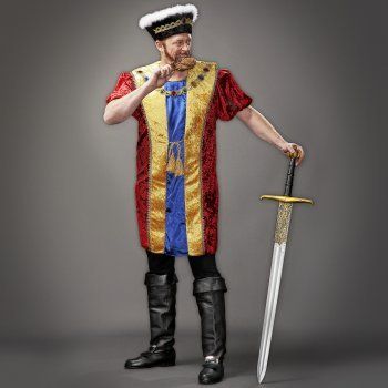 King Henry VIII Medieval Costume Mens Plus 52 56 Tunic Hat New