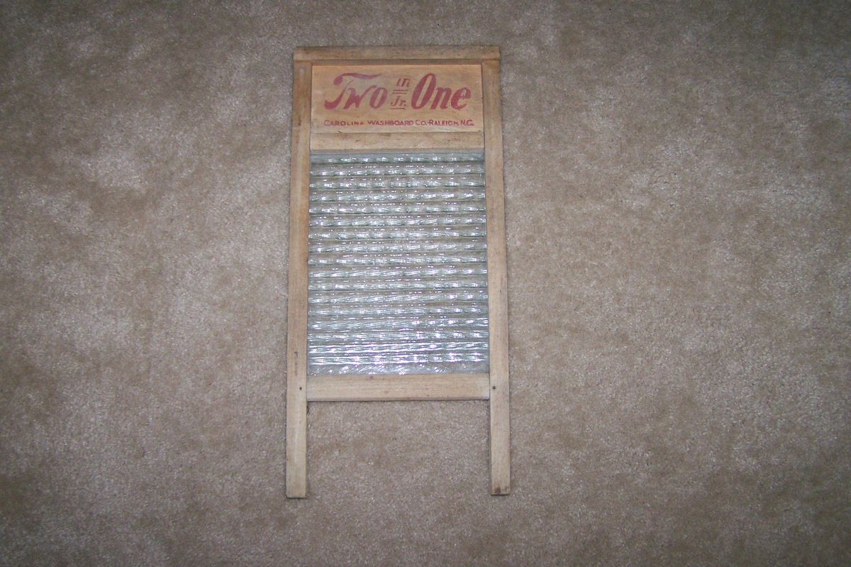 Two in One Jr Carolina Washboard Co Raleigh N C Glass