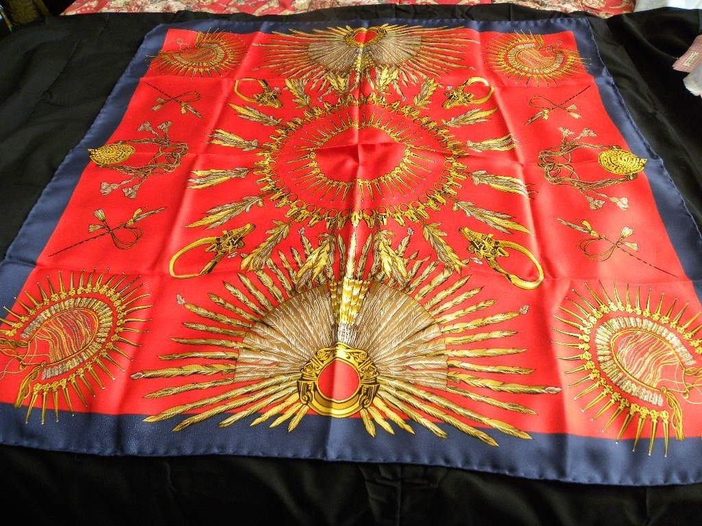 Revillon Paris Amazing Vintage Scarf with Indian Headdresses