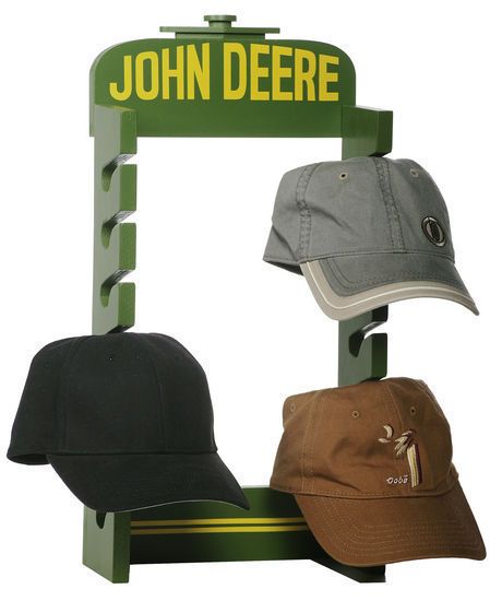 John Deere Tractor Wood Rack Ball Cap Hat Rack
