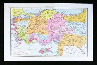 1886 Droysens Map Asia Minor Greece Persia Cyrus Route Turkey Cyprus c