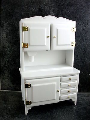 New Dolls House Furniture White Wood Kitchen Flour Bin Bakers Dresser