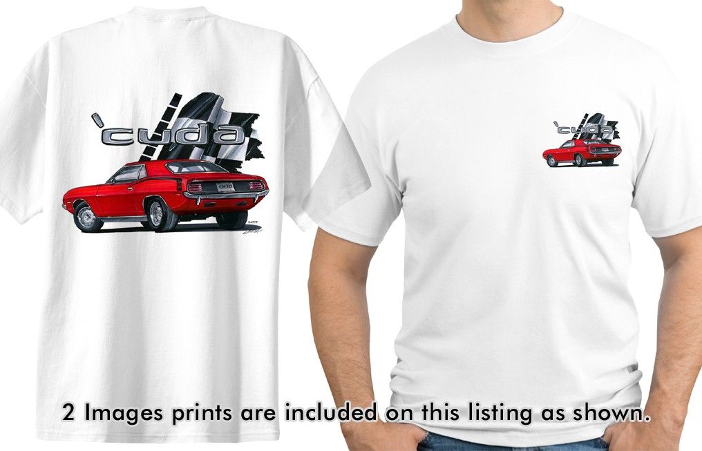 1970 Cuda Cartoon Muscle Car Tshirt #4777R HEMI cartoontees auto