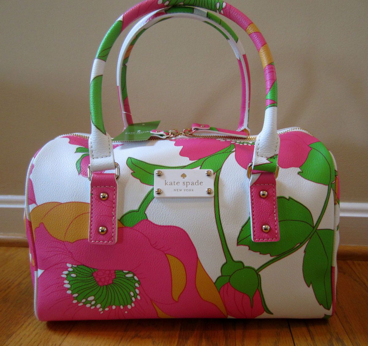 Kate Spade Melinda High Falls Floral Print Vinyl Gulabi Satchel