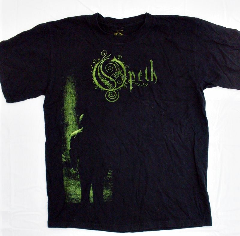 Metal Hardcore OPETH Black & Green Logo Fitted Band Tee Shirt Sz M