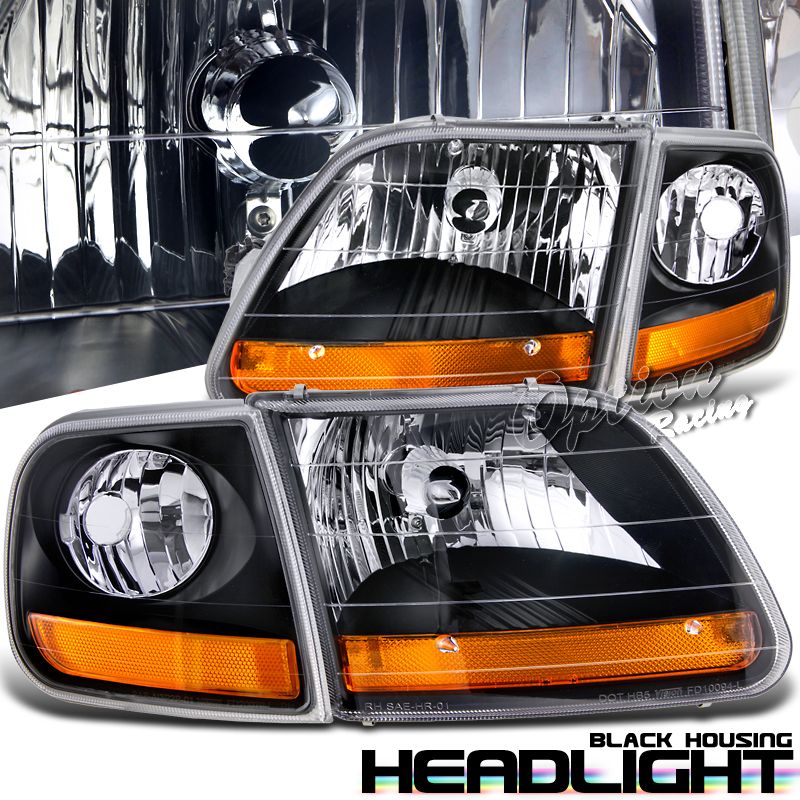 97 98 99 00 01 02 03 Ford Truck Harley Davidson Black Head Lights