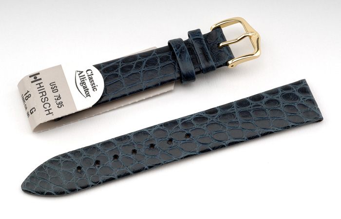 Hirsch Genuine Alligator Watch Strap . Brand new, Blue, 18mm