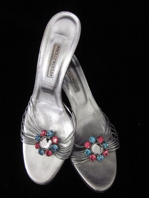 Hollywould Silver Strappy Sandals Heels Sz 10 Box