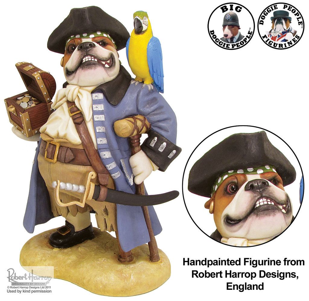 BIG Bulldog Pirate Robert Harrop Doggie People LE Dog Figurine Statue