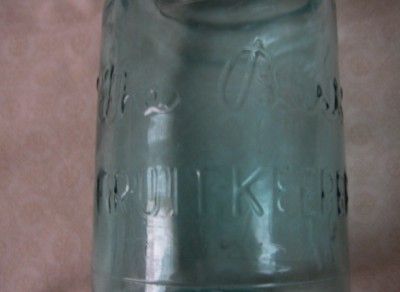 Vintage Canning Jar Mason Jar The Best Fruit Keeper Pint Blue Green