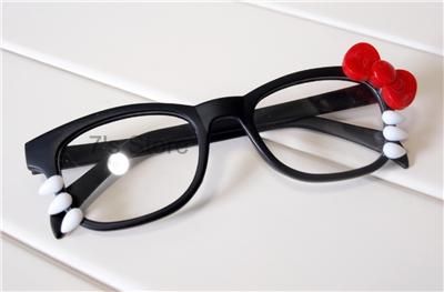 Hello Kitty Costume Bow Glasses Frame Clear Lenses Women Girl Fashion