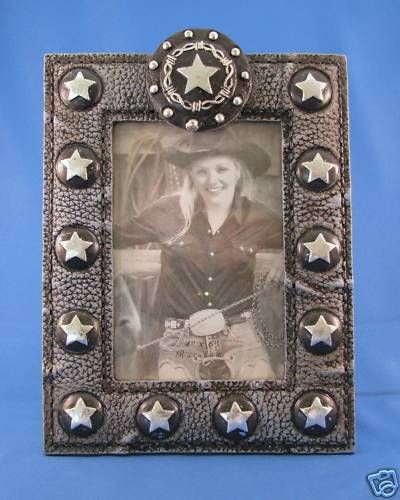 Western 4 by 6 Picture Frame with Stars and Barb Wire