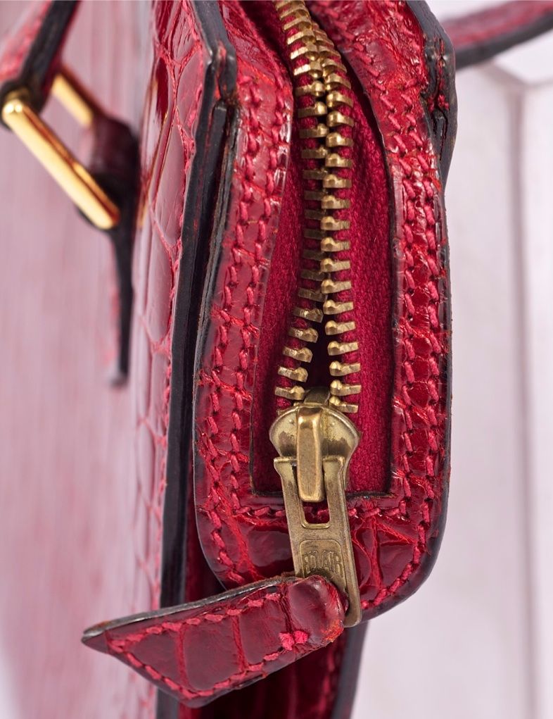  hermes red crocodile shoulder bag is a true classic stamped hermes