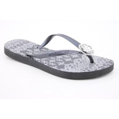 Havaianas Slim Lace Womens Size 7 Black Synthetic Flip Flops Sandals