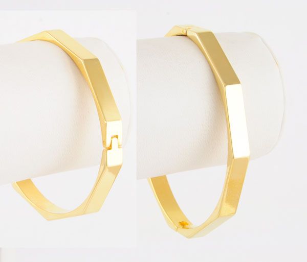 14kt gold ep octagon oval hinged bangle bracelet