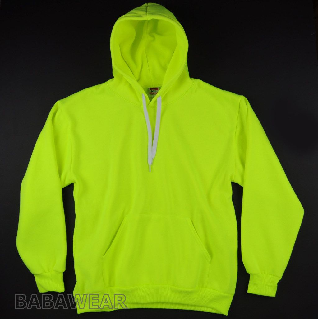 Hill Sports High Visibility Neon Green Plain Pullover Hoodie Safety