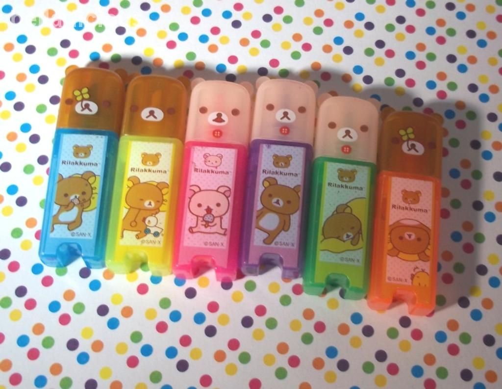  squishy kawaii squishies 6 kawaii rilakukuma highlighters pink green