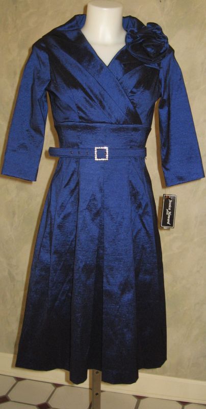 Jessica Howard Belted Portrait Collar Dress with Rosette Sz 6P $119