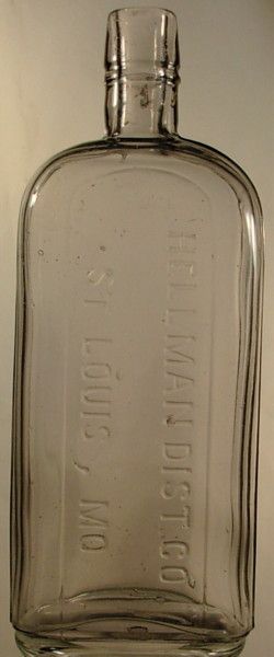 Hellman Dist Co St Louis MO Strap Side Flask Bottle