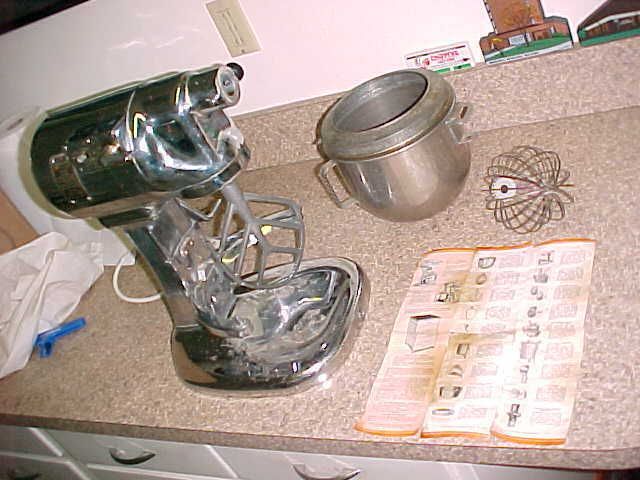  Model G Mixer Chrome w Bowl Beater Whip Guard Hobart Worksgood