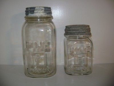 lot of 2 pine p mason fruit canning jars