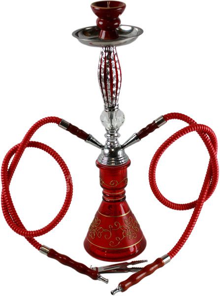 Large 2 Hose Flower Design 20 Hookah Shisha for Tobacco Charcoal Red