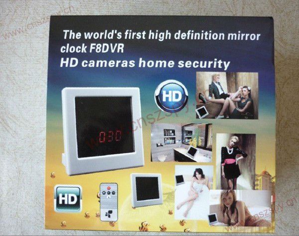 F8 Home Security Mirror Clock HD Hidden Spy Cam Remote Control Motion